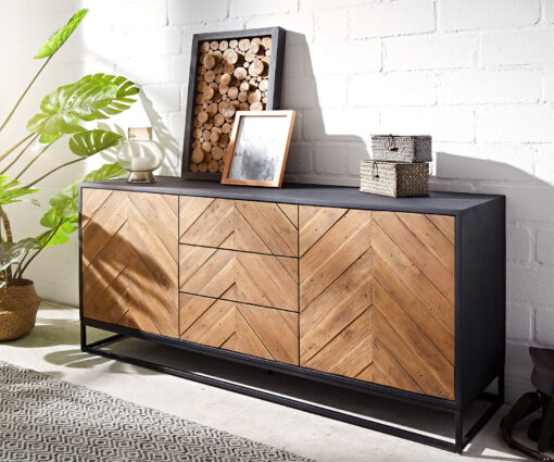 Sideboard Famke 145 cm Mango Teak 2 Türen 3 Schubladen